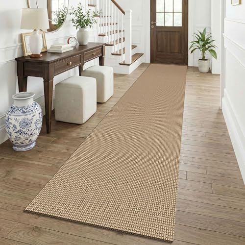 KOZYFLY Boho 2.5'x12' Runners Rugs for Hallway, Long Washable Runner Rug, Woven Non Slip Kitchen Runner, Braided Entryway Rug, Floor Carpet for Entry, Aisle, Hall, Orange Beige/Tan/Brown by KOZYFLY