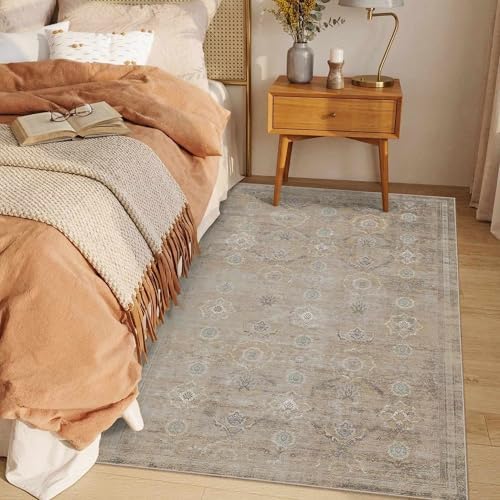 Rugxara 3x5 Rug for Entryway Bedroom Washable Area Rugs Carpet, Beige - Image 3