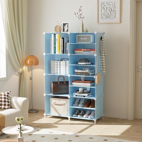 AWTATOS Closet Organizer 8 Cube Storage Shelves, Blue - Image 2