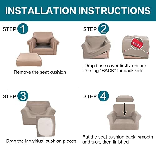 Turquoize 2 Piece Chair Covers Chair Slipcovers for Living Room Armchair Couch Cover Chair Sofa Cover with Individual Cushion Covers Furniture Cover for Chairs Feature Jacquard Fabric (Chair, Sand) - Image 6