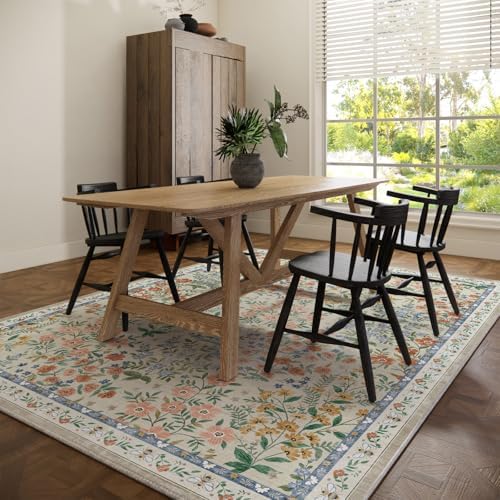 Washable Area Rugs for Living Room: 9x12 Area Rug for Bedroom Vintage Stain Resistant Non Slip Low Pile Lightweight Soft Carpet for Kitchen Dining Room Farmhouse Kids Room Nursery - Image 6