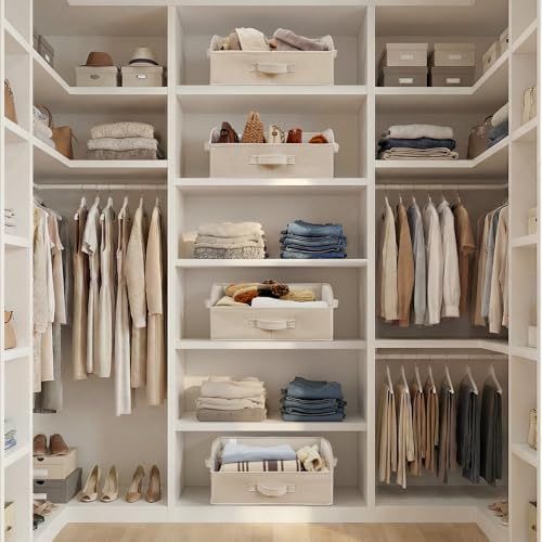 GRANNY SAYS Trapezoid Closet Storage Bins, Medium, Khaki, 3-Pack - Image 2