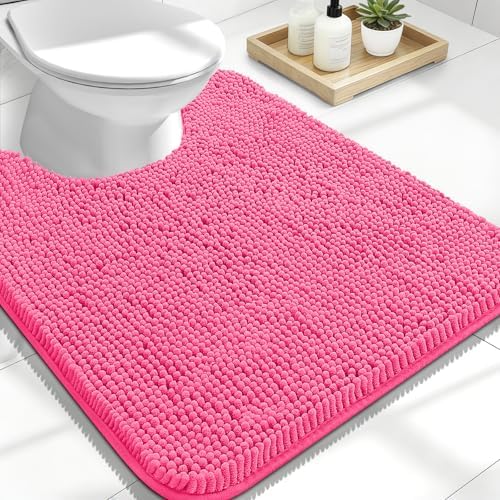 OLANLY Toilet Rugs U-Shaped 24x20, Soft Absorbent Chenille Contour Rugs by OLANLY