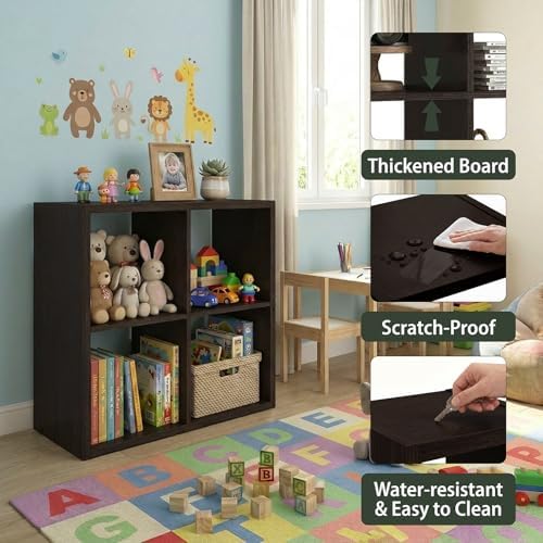 WannabeMyself【2026 Wooden Thick Frame】 4 Cube Storage Organizer with Anti-Tipping Kits, Reversible Open Back Book Shelf,Bookcase for Living Room,Bedroom,Entrance Hall,Office,11.6×24.6×24.7,Chocolate - Image 3