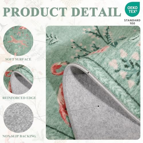 DUKINO 2x4 Rug for Entryway, Animal Washable Runner Rug for Kitchen, Teal - Image 5