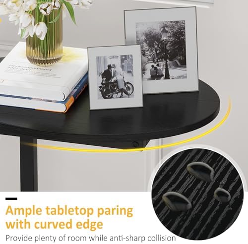 Hosfais Small Side Table End Table, C-Shaped Wood Coffee Table TV Tray for Eating Couch Tables for Small Space, Living Room, Bedroom, Couch (Black 2 Pack) - Image 4