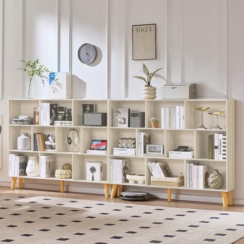 LEYAOYAO 10 Cube Bookshelf,Mid-Century Modern Bookcase with Legs,Light Grey - Image 5