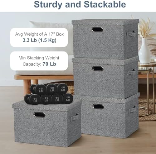 Storage Bins with Lids Fabric Closet Organizers Cubes Office Organization - Image 3