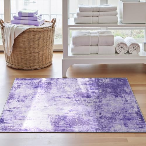 RELEANY Washable 3'x5' Abstract Area Rug for Living Room Purple - Image 4