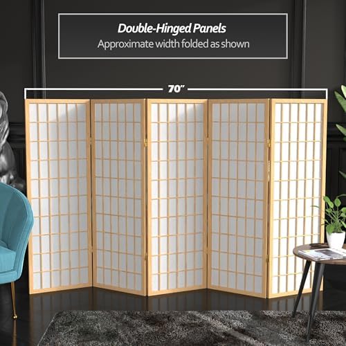 4 ft. Short Window Pane Shoji Screen - Natural - 5 Panels - Image 5