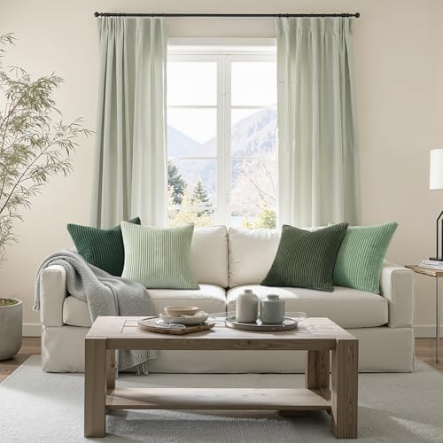 Topfinel LightGreen Couch Throw Pillows Covers 24x24 Inch Set of 4,Olive Emerald Green Corduroy Decorative Cushion Case,Rustic Fun Living Room Decor fundas para cojines - Image 6