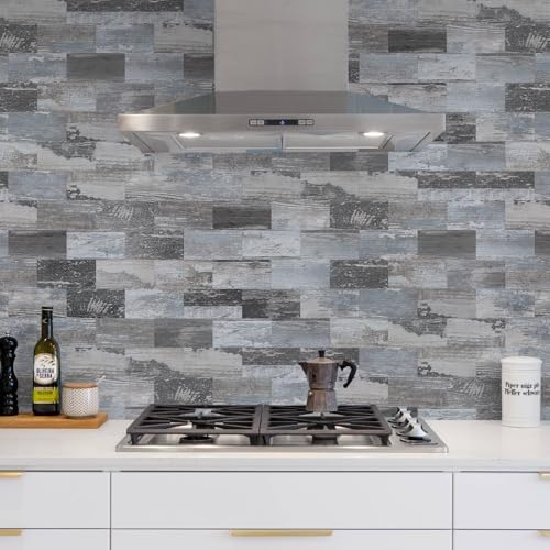 Vamos Tile 100-Piece Peel and Stick Backsplash Seamless Tile,3''x6'' Distressed Wood PVC Subway Tile,Stick on Backsplash for Kitchen/Bathroom/Laundry Room - Image 5