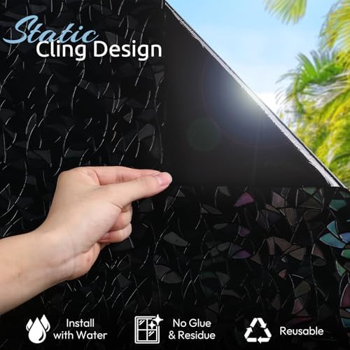 rabbitgoo Rainbow Window Privacy Film, Stained Cling, Black, 23.6" x 157.4" - Image 7
