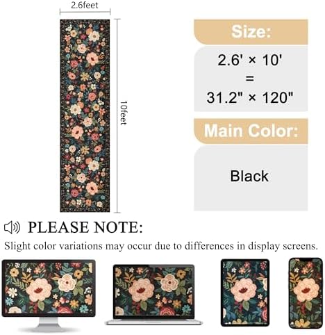 DUKINO 2.6x10 Runner Rug for Hallway, Washable Kitchen Rugs Non Slip, Black - Image 2