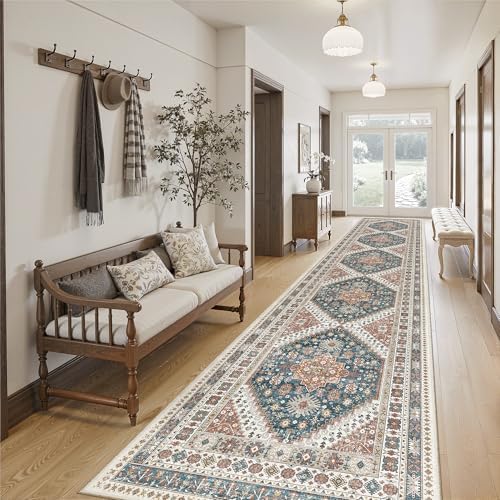 Madane Hallway Runner Rug 2'6''x14' Kitchen Runners Vintage, Navy Blue - Image 4