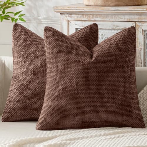 MIULEE Decorative Couch Throw Pillow Covers 20x20 in Red Brown 2 Pack by MIULEE