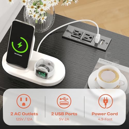 SUPERJARE Nightstand Set of 2 with Charging Station, USB-C Port, End Tables - Image 4