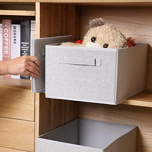 Collapsible Sorage Bins, Storage Cubes Baskets Collapsible Fabric Storage Boxes with Handles for Home and Office (Set of 4, Grey, 15.4 x 11.4 x 7.91inch) - Image 6