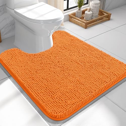 OLANLY Toilet Rugs U-Shaped 24x24, Soft Absorbent Chenille Contour Rugs by OLANLY