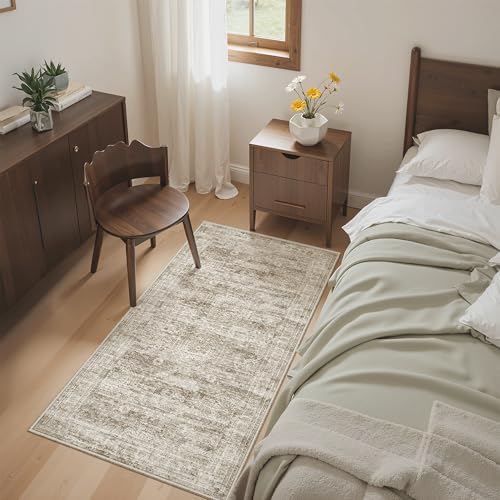 Soalmost 2x4 Washable Rugs for Kitchen, Entryway, Small Area Rug Brown - Image 3