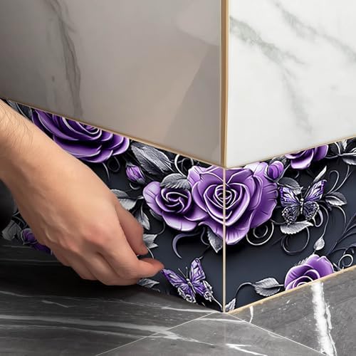 IVN Wallpaper Border Peel and Stick Wall Violet Rose Butterfly 4x196 Inch - Image 4
