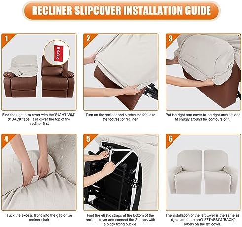 VANSOFY Stretch Recliner Loveseat Cover, Slipcover, Off White, 2 Seater - Image 4