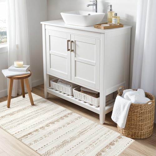 Nakagishi Boho 2x4 Washable Area Rug Non Slip Carpet for Entryway Beige - Image 5