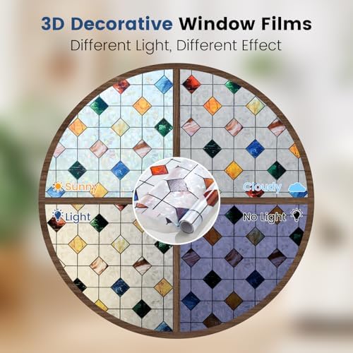 DKTIE Rainbow Stained Glass Window Film Decorative 23.6in X 78.7in - Image 3