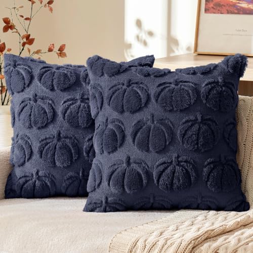 MIULEE Fall Pillow Covers Pumpkin Fall Decor 18x18 Navy Blue by MIULEE