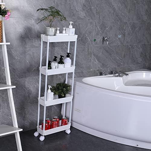 Sooyee 4 Tier Slim Rolling Cart, Utility Storage Cart with Wheels,White - Image 5