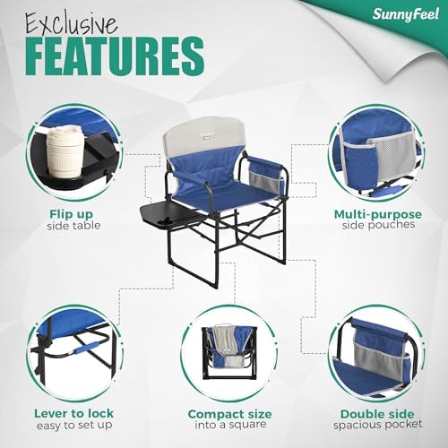 SUNNYFEEL Oversized Directors Camping Chair for Adults with Side Table - Image 6