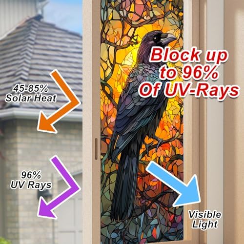 HOMETITUTE Gothic Crow Privacy Window Film Cling 17.7x39.3 PVC - Image 4