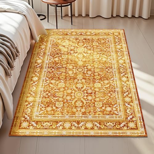 OPPODREAM Vintage Orange Area Rugs 3x5, Washable Rug for Living Room by OPPODREAM