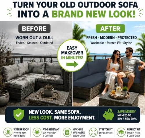 12 Pcs Outdoor Cushion Covers, Patio Sofa Cushion Covers Replacement - Image 3