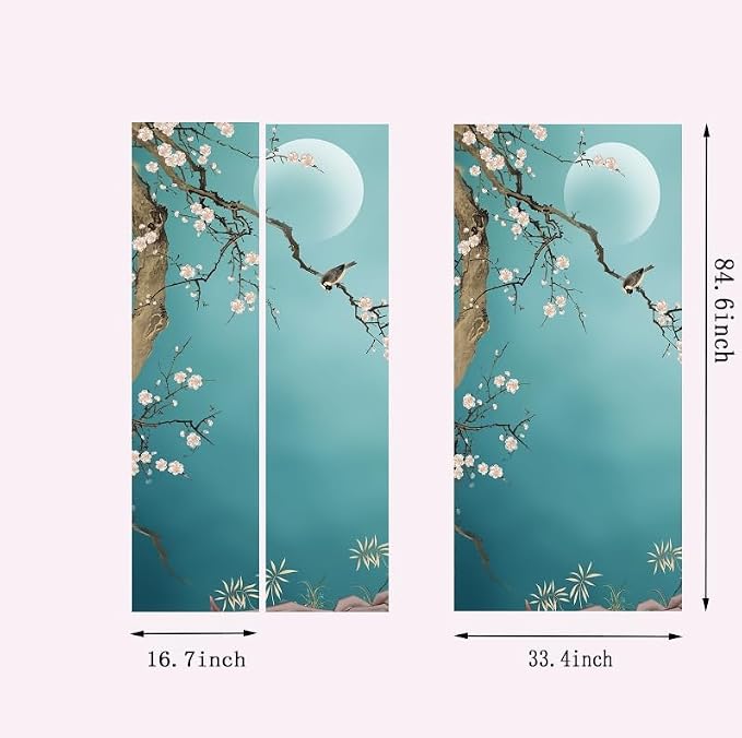 artfanke 3D Door Sticker Peel and Stick 33.5"x84.6"-Self-Adhesive Door Wallpaper Murals Poster - Hand-Painted Plum Bird Wall Decal for Home Decor (2 Sheets/Set) - Image 5
