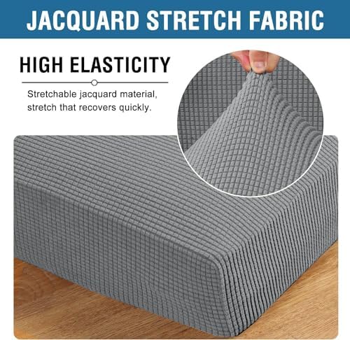 H.VERSAILTEX Super Stretch Individual Chaise Cover Sectional Couch Covers for L Shaped Sofa Both Left/Right Featuring Thick Jacquard Textured Twill Fabric (1 Piece Chaise Cover, Dove) - Image 4