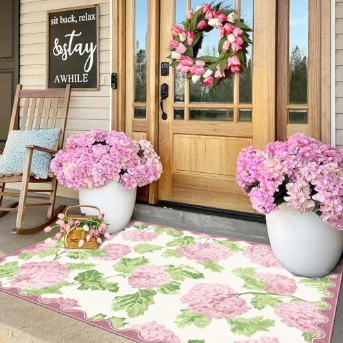 3x5 Pink Entryway Rug, Washable Indoor Outdoor Mats for Front Door - Image 4