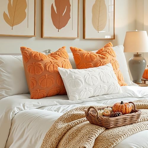 MIULEE Fall Pillow Covers Pumpkin Fall Decor Lumbar 12x20 Pure White - Image 3