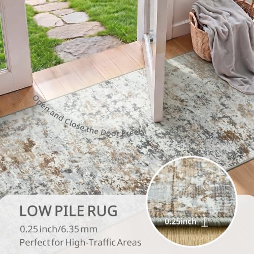 Toneed Washable 2x6 Non-Slip Abstract Runner Rug for Hallway Kitchen - Image 6