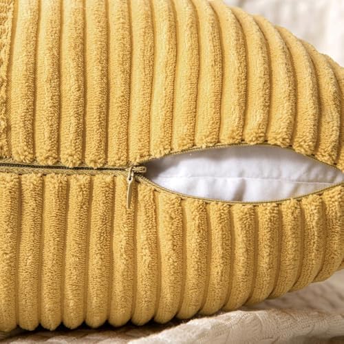 MIULEE Golden Mustard Decorative Throw Pillow Covers for Couch 18x18 Inch - Image 3