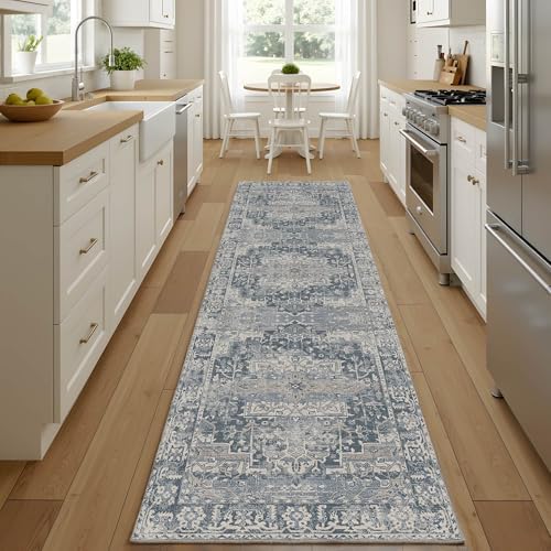 Rugxara 2'6''x8' Washable Runner Rug for Hallway Kitchen, Blue by Rugxara