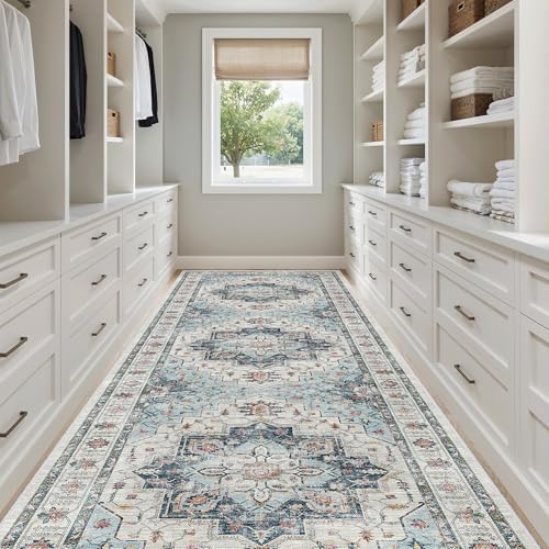 Madane 4x12 Wide Hallway Runner Rug Washable for Living Room, Blue - Image 3