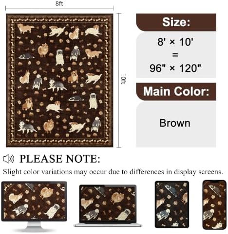 DUKINO 8x10 Area Rug, Washable Dog Rugs for Living Room Soft, Brown - Image 2