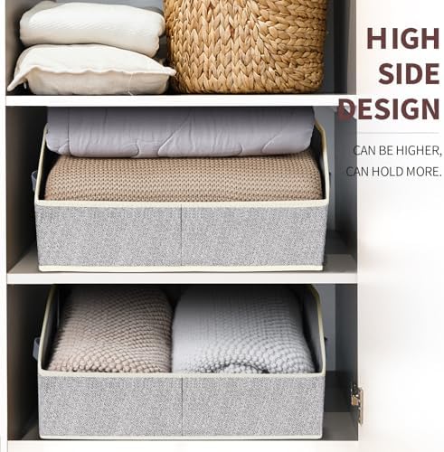 Homsorout Trapezoid Bins for Organization - 8 Pack Storage Cubes, Decorative Fabric Organizer Bins, Large Baskets for Storage, Linen Storage Organizer for Clothes, Books, Home, Light Gray - Image 6