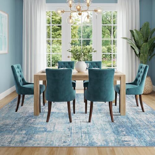 RELEANY Washable 6'x9' Abstract Area Rug for Living Room Teal Blue - Image 2