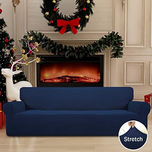Easy-Going Stretch 4 Seater Oversized Sofa Couch Cover Navy - Image 2