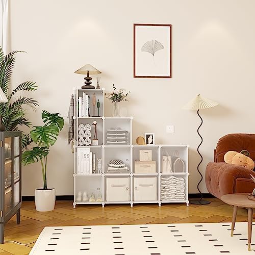 AWTATOS 12 Cube Storage Organizer, Closet Storage Shelves with Doors, White - Image 5