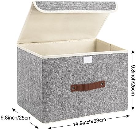 TYEERS Foldable Storage Boxes with Lids 5 Pack Fabric Storage Bins with Lids, Closet Organizers for Clothes Storage, Room Organization, Office Storage, Toys - Gray - Image 2