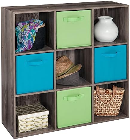 ClosetMaid Cubeicals 9 Cube Storage Shelf Organizer Bookshelf, Stackable, Square Shape, Easy Assembly, Wood, Natural Gray Finish - Image 4