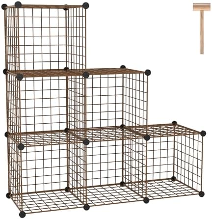 C&AHOME Wire Cube Storage, 6 - Cube Organizer Metal C Grids Units, Brown by CAHOME